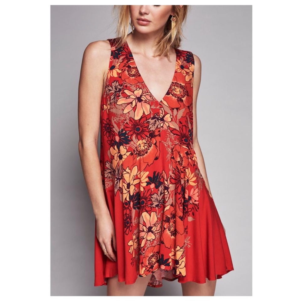 Free People Red Garden Tunic Dress